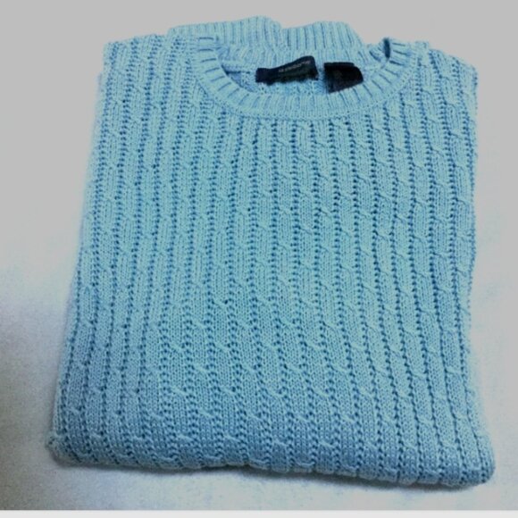 Liz Claiborne Women Size L Crew Neck Sweater Top Cotton Cable Knit Lt. Blue NWT - Picture 9 of 9